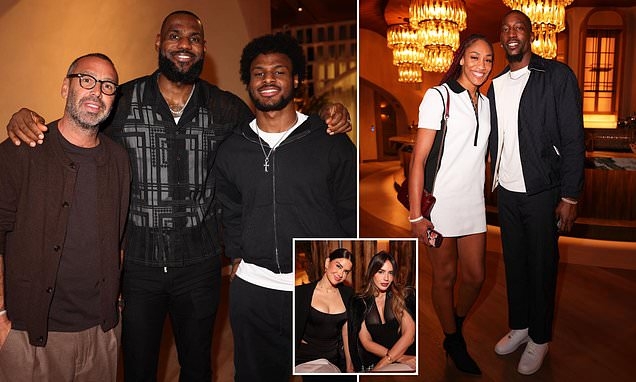 詹姆斯父子、阿德巴约携伴出席迈阿密晚宴，美女云集引关注