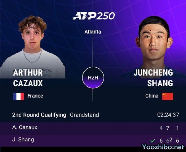 亚特兰大站-中国小将商竣程2-1战胜法国选手卡扎克 闯入正赛