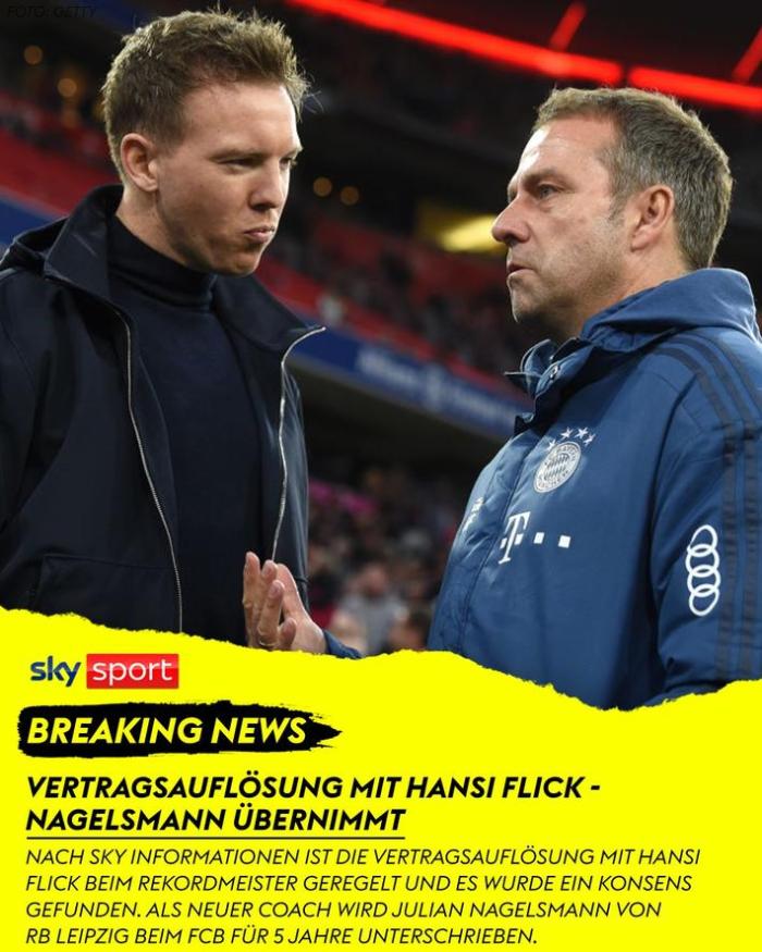 德天空: 弗里克已解约, 纳格尔斯曼与拜仁签5年