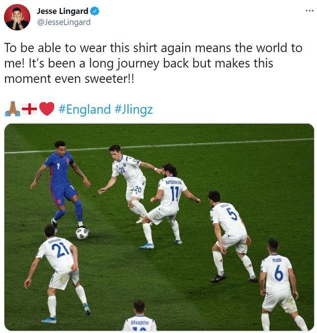 林加德时隔656天重回国家队，赛后晒1v6照片