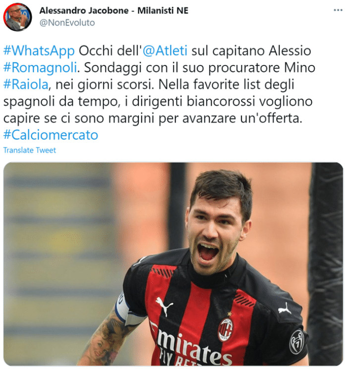 记者: 马竞有意引进罗马尼奥利, 已联系拉伊奥拉